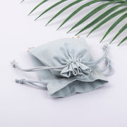 Pack of 100 Light Grey Custom Jewelry Packaging Pouch, Designer Bottom Lace